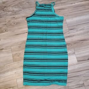 Decree teal and black striped dress